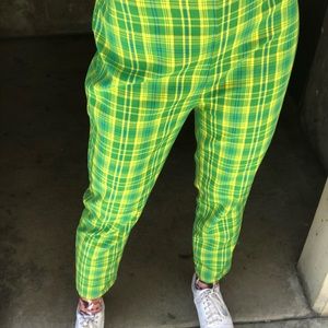 LIGHTWEIGHT WOOL PLAID CROP TROUSERS LA MADE MED